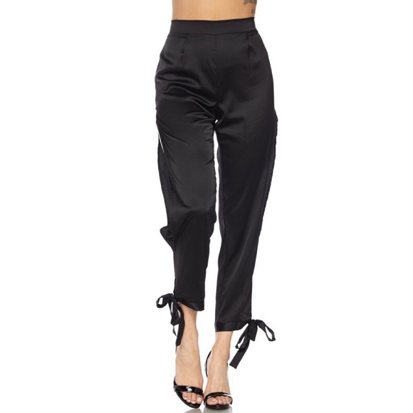 LAST ONE! Dahlia Open Leg Satin Pant - Picture 2 of 6